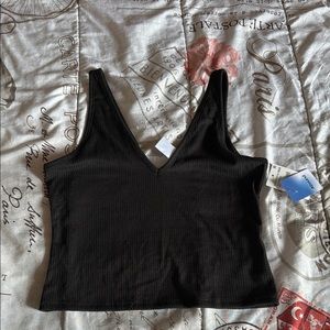 Abound Black Fitted Crop Tank Top